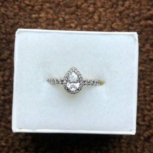 NEW Authentic PANDORA Rose™ Gold Sparkling Teardrop Big Halo  Pandora - Teardrop Promise Ring